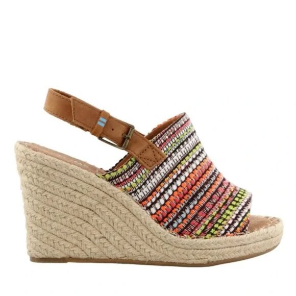 Toms Shoes - TOMS Monica Global Woven Wedge Sandal Size 9 EUC